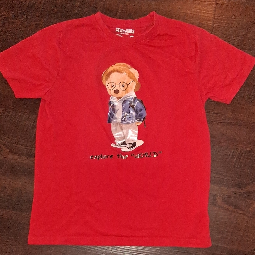 Red "Cool" Bear T-Shirt by Seven Souls